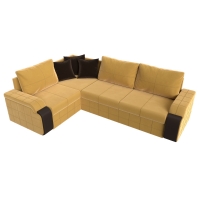 Угловой диван Николь (микровельвет желтый коричневый) - Изображение 5